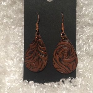 Leather fishhook earrings